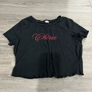 3/25 Garage Cherie Baby Tee Ruffles Cursive Red Large